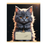 Тетрадь 12л., клетка, Alingar, скрепка, блок офсет, 100% белизна, мелованный картон (стандарт), "Милые котята", 5 дизайнов в пленке т/у