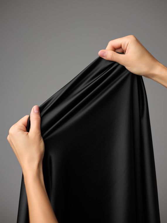 Атлас-стрейч бельевой, Китай, черный 170