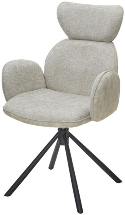 Стул М-City DISAUR Варди (Vardy) поворотный на 360 градусов, Brego-31 Бежевый, ткань, 7525-01 Бежевый, Велюр, Черный