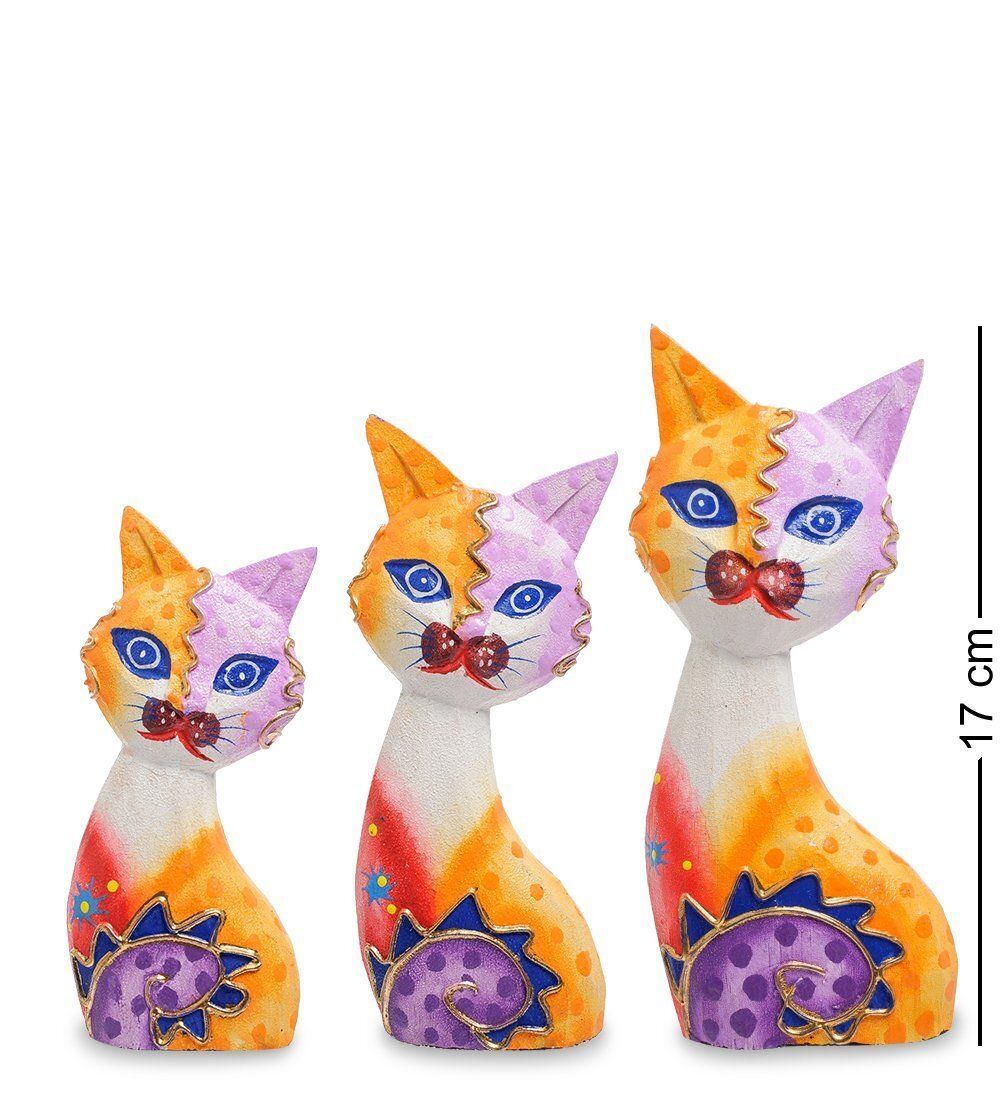 Decor and Gift 99-255 Фигурка «Кошка» н-р из трех 17,15,12 см (албезия, о.Бали)