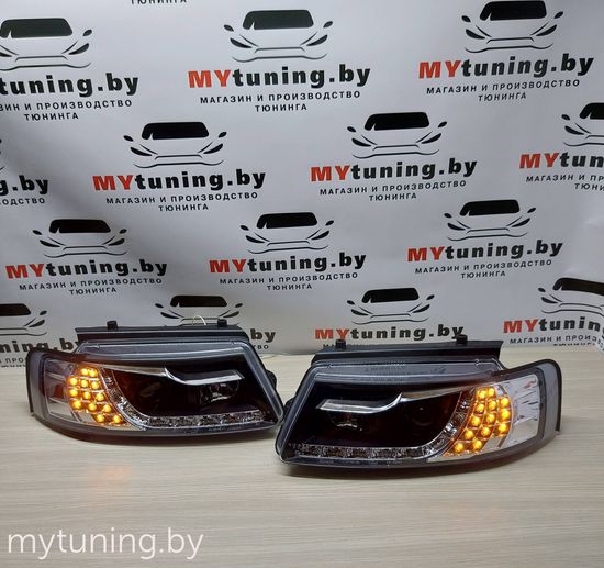 Передние фары VW Passat B5 daylight black