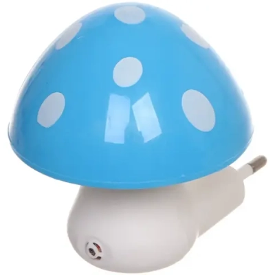 Ночник-светильник «Гриб» 7,5*7см с датчиком света 4LED 2W 220V, Голубой