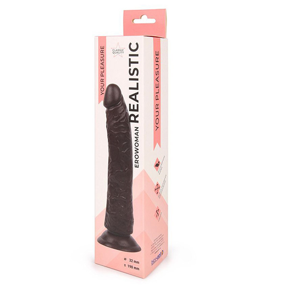 Коричневый фаллоимитатор-реалистик 22см Bior Toys Erowoman ER-30059-1