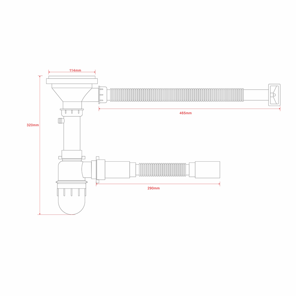 Сифон 3 1/2*40 с прямоуг. переливом, с гофрой 40*40 MIXLINE PRO для моек из нерж.ст. (БРОНЗА)