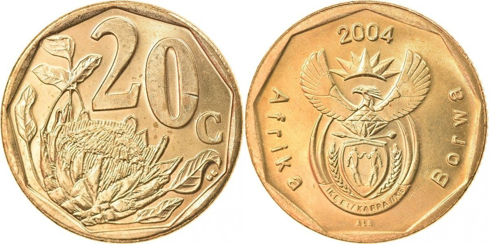 ЮАР 20 центов, 2004-2017 Afrika Borwa UNC
