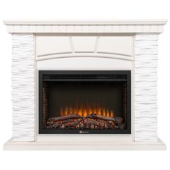 Портал Firelight Porto 25 камень белый, шпон беленый дуб