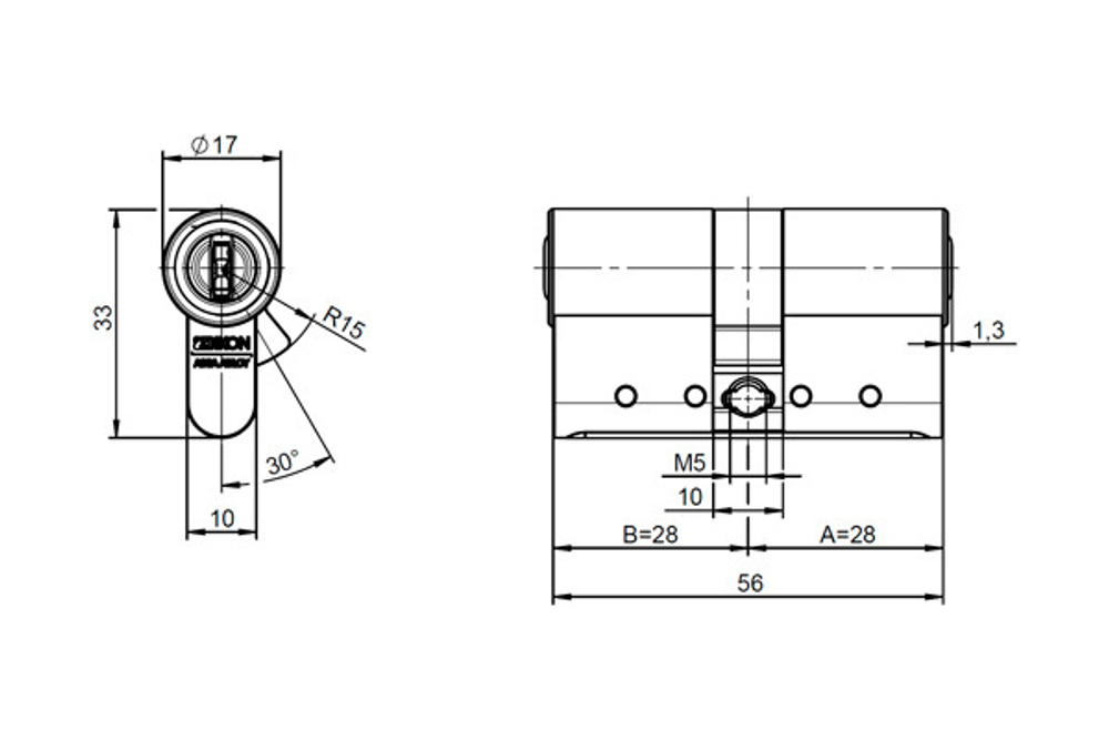 Двойной профильный цилиндр eCLIQ N551