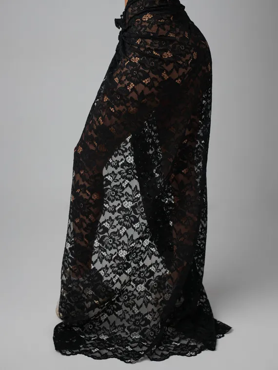 Кружевное неэластичное полотно, арт. M150, черный 170