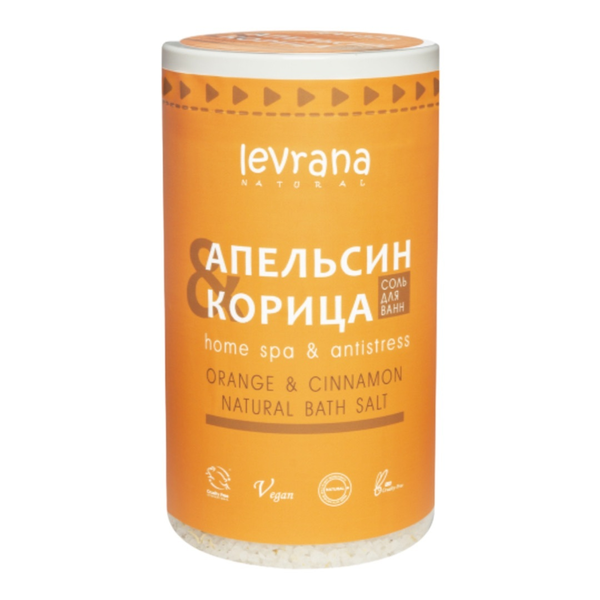 Соль для ванн с маслом апельсина и корицы, 800 г (Levrana)