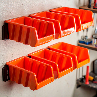 Набор лотков "Юнит" для метизов с крепежом, 2 планки+6 лотков, оранжевый