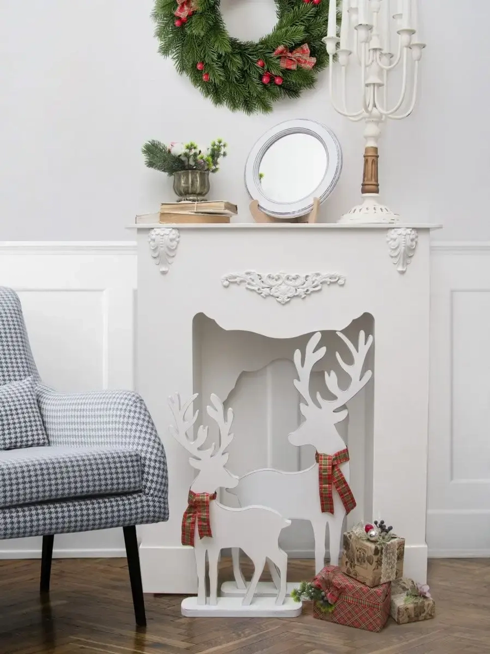 Новогодний декор. Комплект из двух оленей 66см, 53см