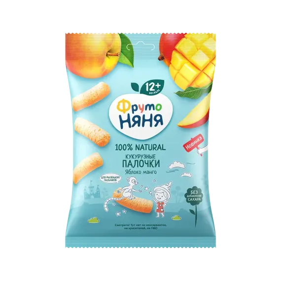 ФрутоНяня Палочки Кукурузные с манго и яблоком, с 12