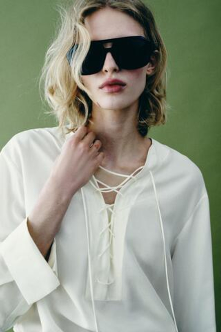 ZARA РУБАШКА ИЗ 100% ШЕЛКА — ZW COLLECTION, ЭКРЮ