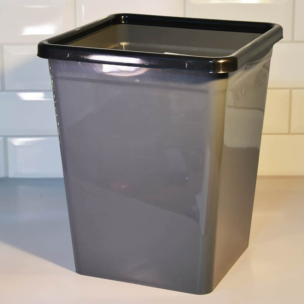 Ведро для мусора 14л с фиксатором квадратное, серый/черный