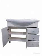 Комплект мебели для ванной комнаты Стиль 100, зеркало шкаф с тумбой и раковиной Эльбрус