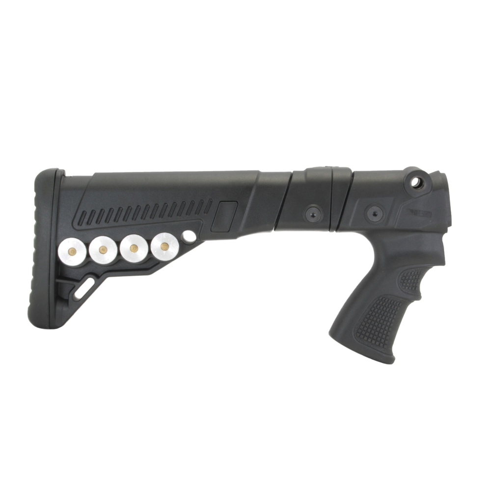 Телескопический складной приклад с патронташем Remington 870/750, DLG Tactical. Черный