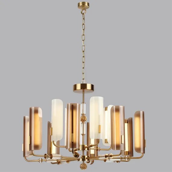 5467/60L MODERN ODL_EX26 049 белый/коричневый/античная бронза/металл/стекло/декор металл Люстра LED 60W (5W*12) 2700K LION