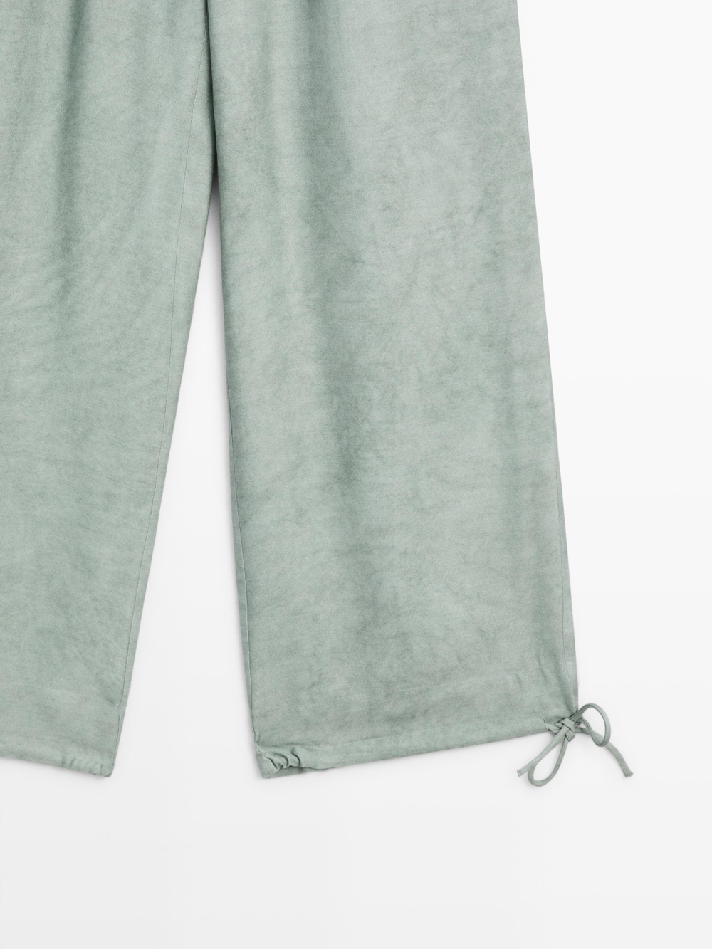 Massimo Dutti Брюки Саруэль с завязками, фисташковый