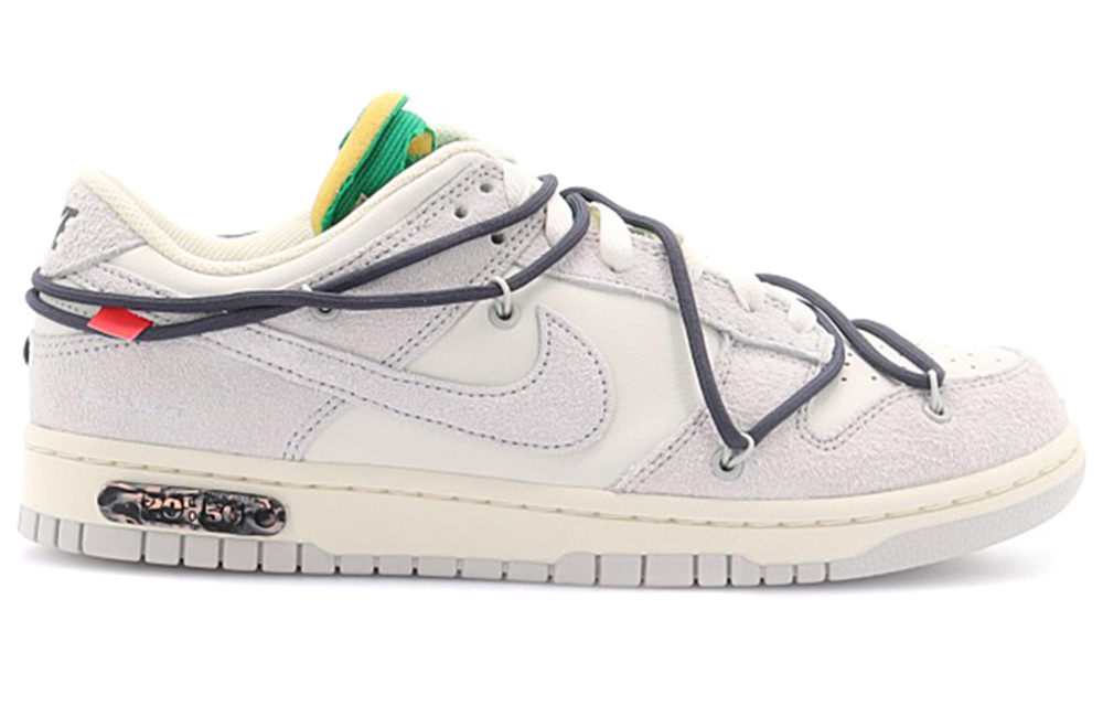 OFF-WHITE x Nike Dunk Low The 50 NO.20 Joint Black Lace Green Buckle Casual Low Panel Shoes