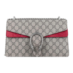 GUCCI Dionysus Canvas With Leather Shoulder Bag, Crossbody Bag Small Women"s Ebony & Red