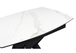 Керамический стол Woodville Риполь 140(180)х80 белый мрамор snow white, черный, ножки черные