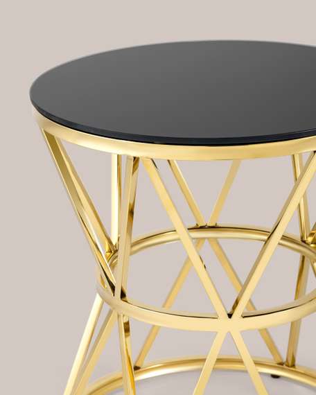 Журнальный стол 50*50 ВИВА золото стекло черное