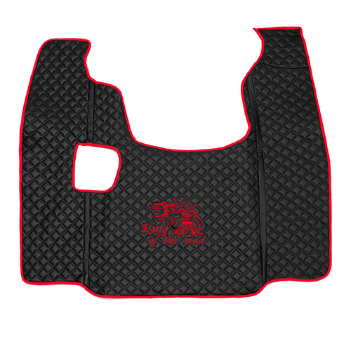 Ковры SCANIA 5 серии G (механика), (экокожа, черный, красный кант, красная вышивка)