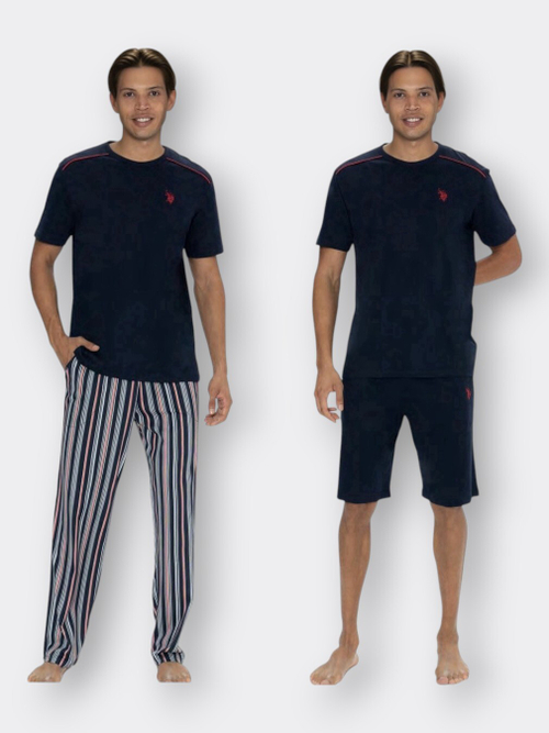 Пижама-тройка с брюками и шортами U.S. Polo Assn | синий