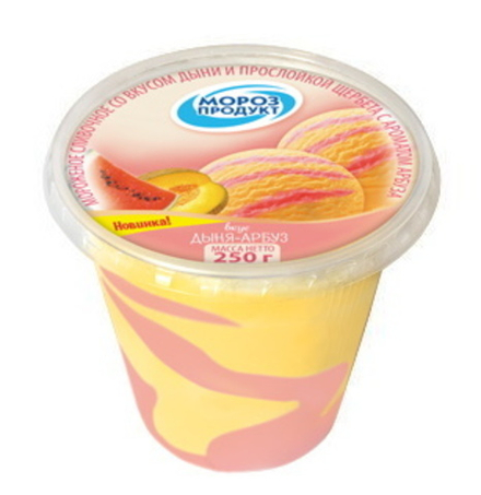 Мороженое сливочное 250г. Дыня, щербет и арбуз Морозпродукт