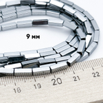 Гематит (имитация), цвет серебристый, размер около 9*2,7 мм, цена за 22 шт (1/2 нити)