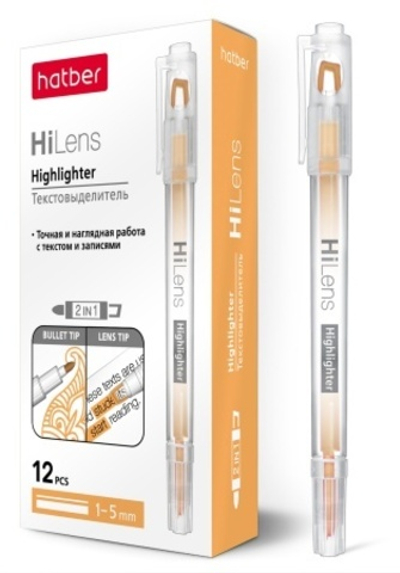 Текстовыделитель Hatber Hi-Lens Двухсторонний 1 mm/5 mm Оранжевый 1 шт.