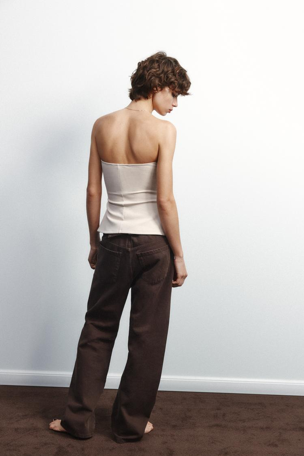 ZARA ТОП-БАНДО В СТИЛЕ ИНТЕРЛОК, ЭКРЮ