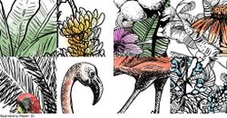 Фламинго с яркими акцентами 400x250 см