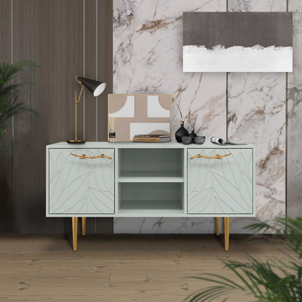 Тумба под ТВ Арт Колор leaves 117см Стайл Голд Серый дым