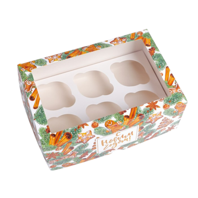 Коробка для капкейков «Новогодние сладости» 17 х 25 х 10см
