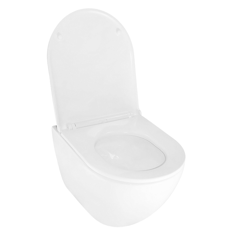 Унитаз подвесной Azario Trevi 495х360х390 безободковый, слив "Скрытое Торнадо", в комплекте с сидением микролифт, белый (AZ-0093UQ3)