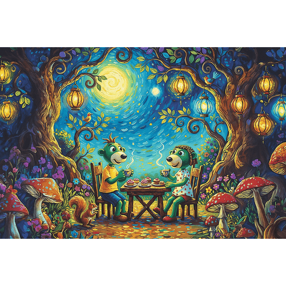 Pazl / Пазлы / Puzzles - "100" - Inspired By Art - Meeting at the Cafe /  The Treflik Family