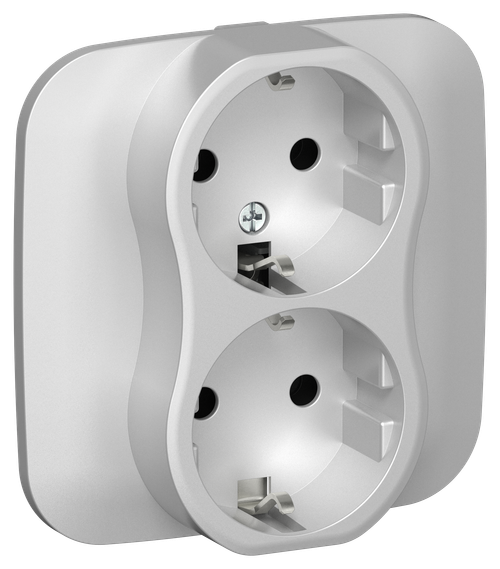 FLITE Розетка 2-местная с заземлением без защитных шторок безвинтовое крепление 16А РС12-1-А-ФлА алюминий IEK