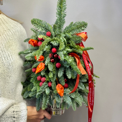 «Вечер у камина» композиция из пихты на Новый год и Рождество