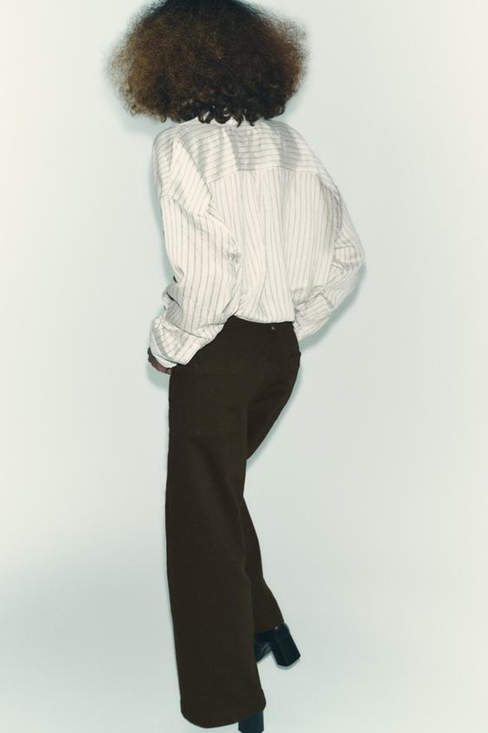 ZARA ДЖИНСЫ WIDE LEG С ВЫСОКОЙ ПОСАДКОЙ — ZW COLLECTION, ШОКОЛАДНЫЙ