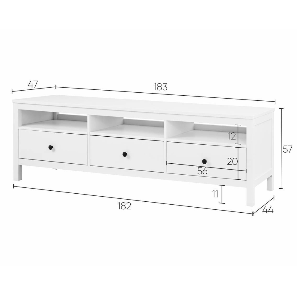 Тумба под ТВ Хемнэс Hemnes/ Кымор, 183х47х57 см, белый