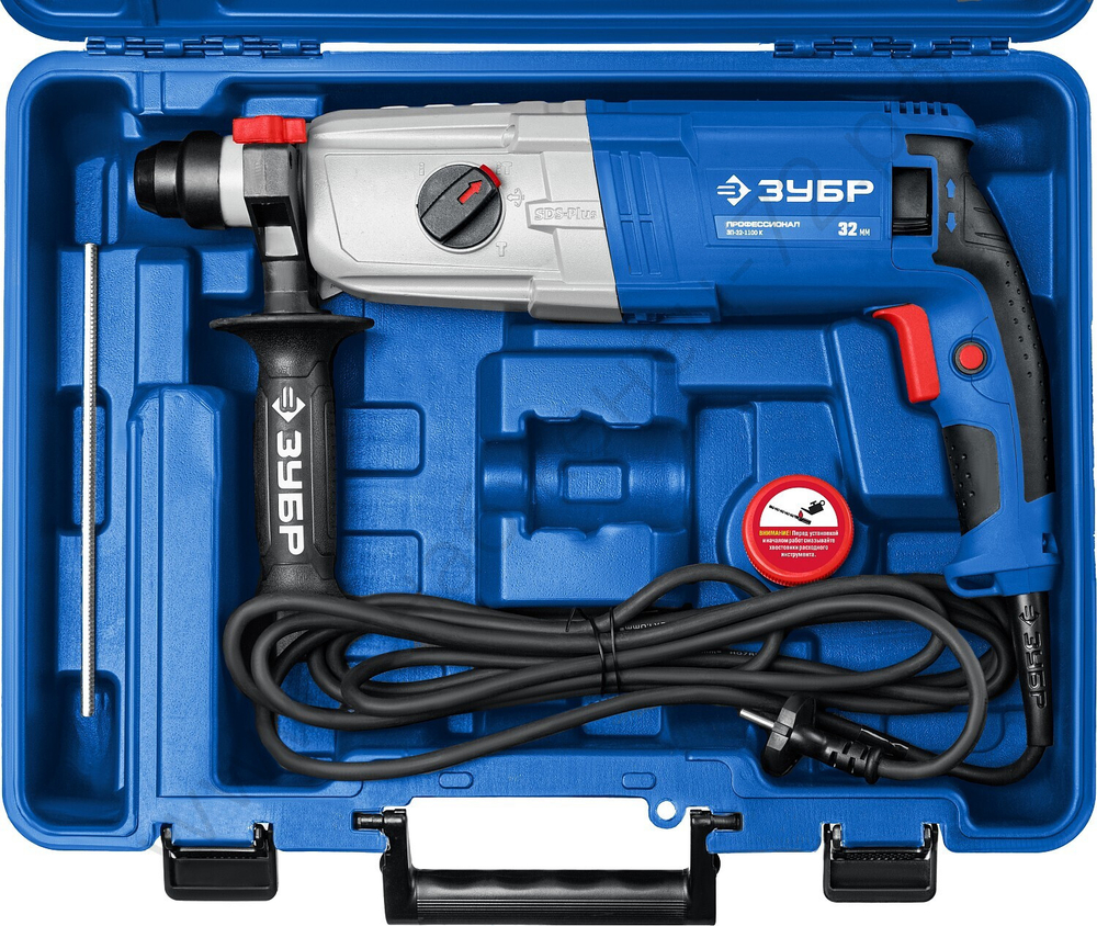 ЗУБР 32 мм, 1100 Вт, перфоратор SDS Plus, Профессионал (ЗП-32-1100 К)