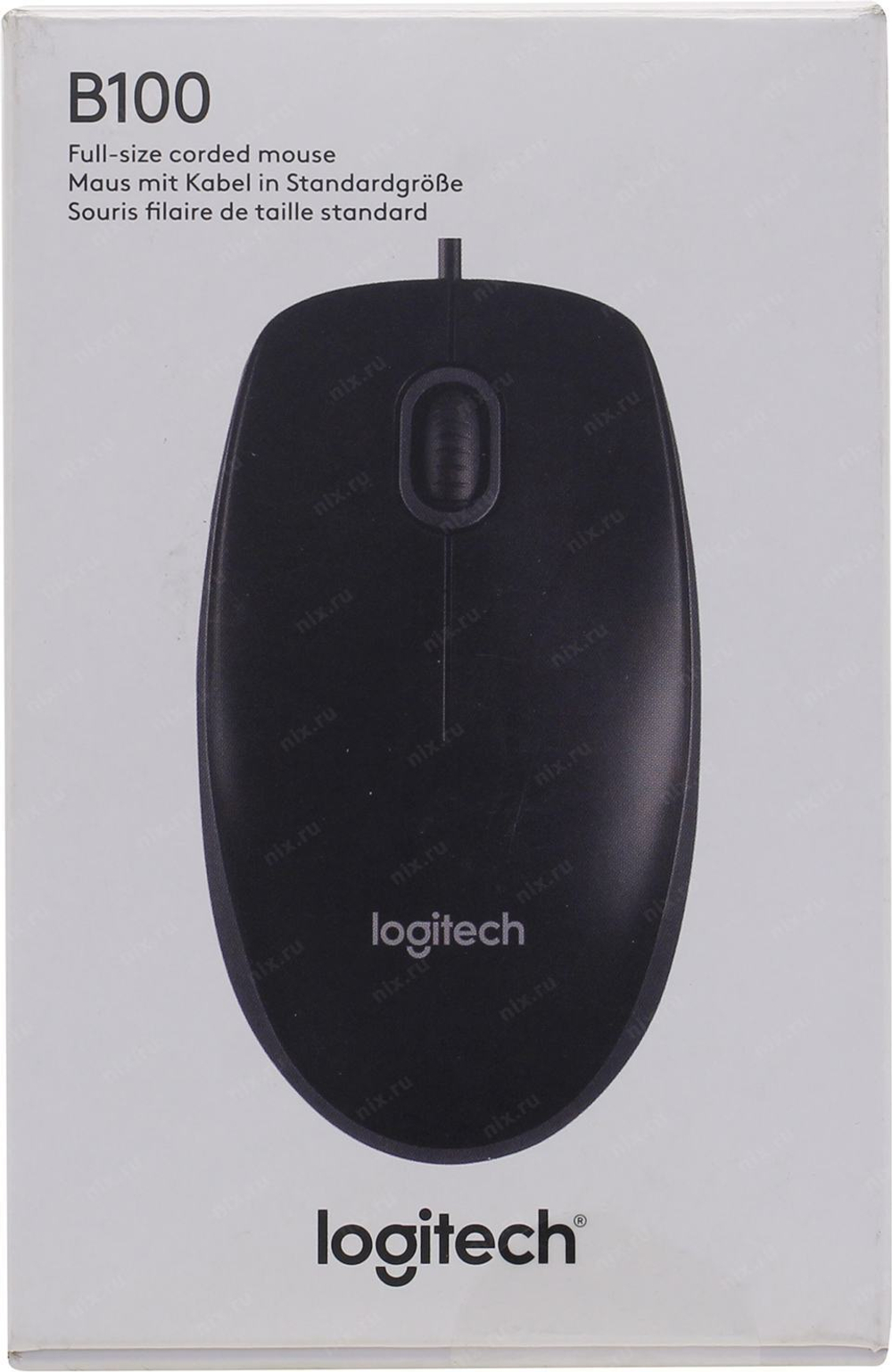 Logitech Optical Mouse B100 Black  &lt;910-003357/910-005547/910-006605&gt;  (OEM) USB 3btn+Roll