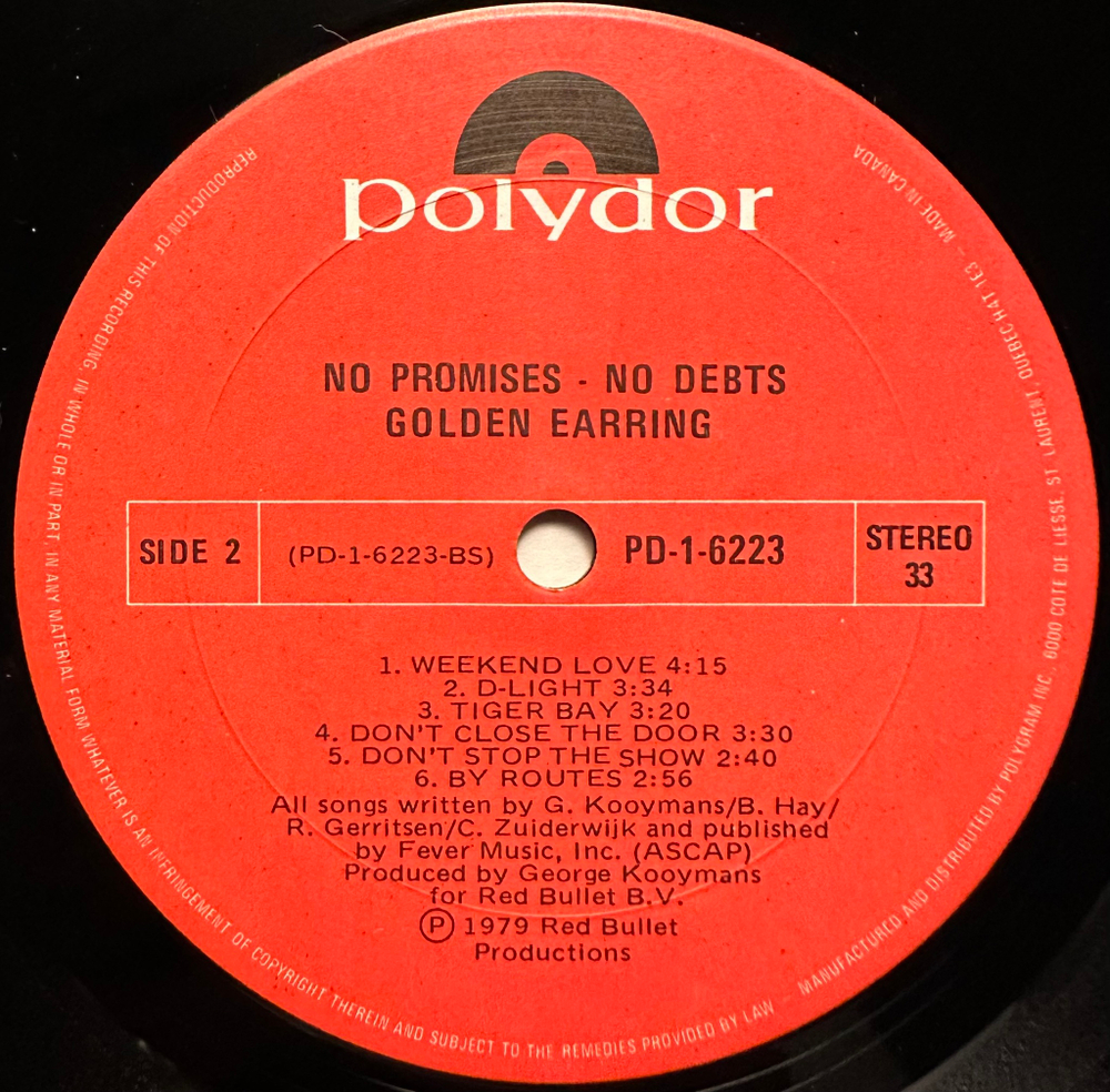 Golden Earring - No Promises - No Debts (Канада 1979г.)