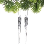 Подвеска «Морозная сосулька» 10 см (набор 2 шт), Серебро