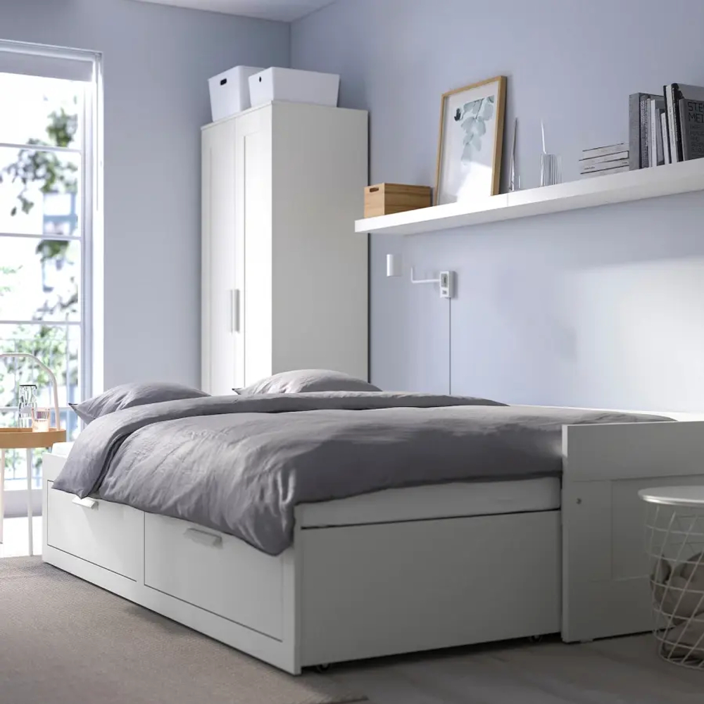 Кушетка с 2 ящиками - IKEA BRIMNES/БРИМНЕС ИКЕА, 57х205х86 см, белый