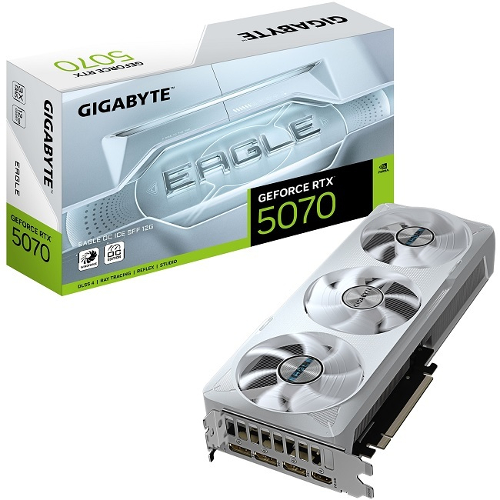 Видеокарта GIGABYTE GeForce RTX 5070 EAGLE OC ICE SFF 12GB (GV-N5070EAGLEOC ICE-12GD)
