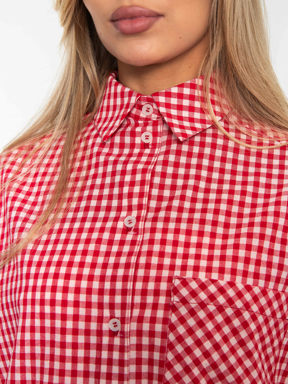 Рубашка Модная клеточка красно-белого цвета