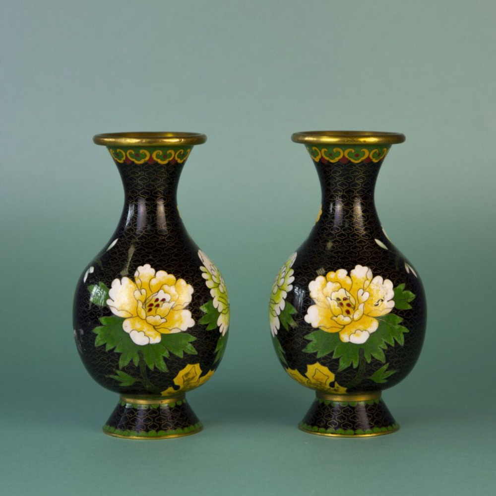 Винтажные парные вазы Клуазоне