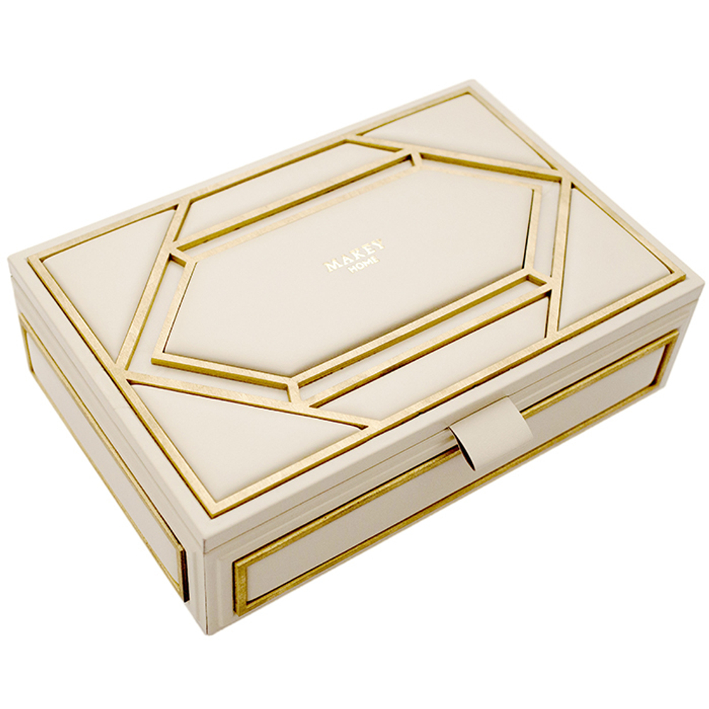 Шкатулка большая прямоугольная «Deco». Цвет молочный